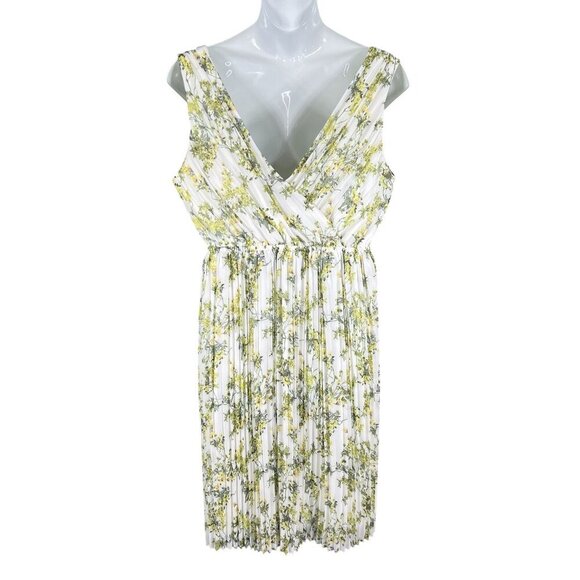 Alex Marie Size 16 White Green Floral Pleated Midi Easter Spring Dress MSRP $149 - Picture 4 of 16